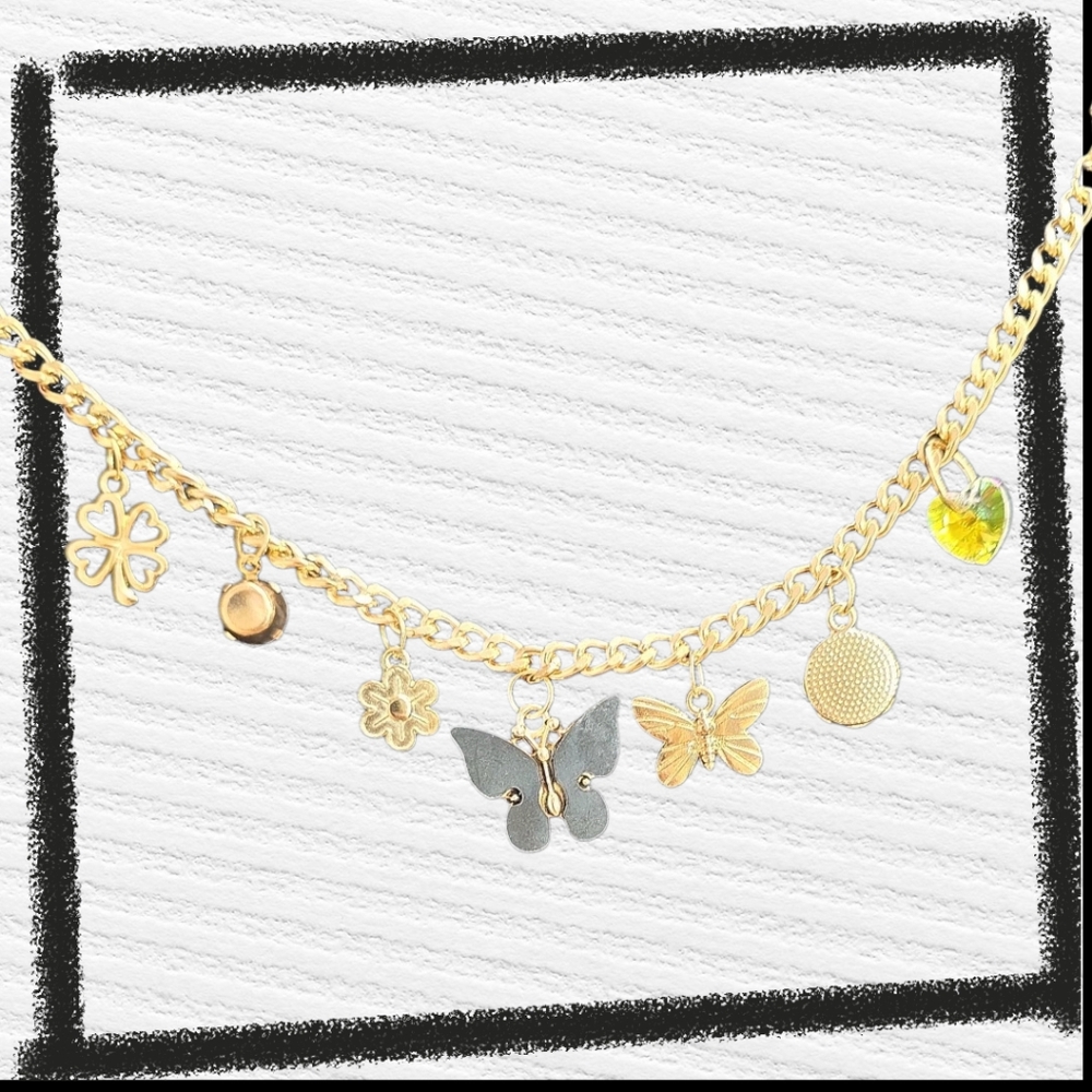 Gold Butterfly Charm Necklace Set w/ Earrings| Available In Several Colors - Picture 8 of 15